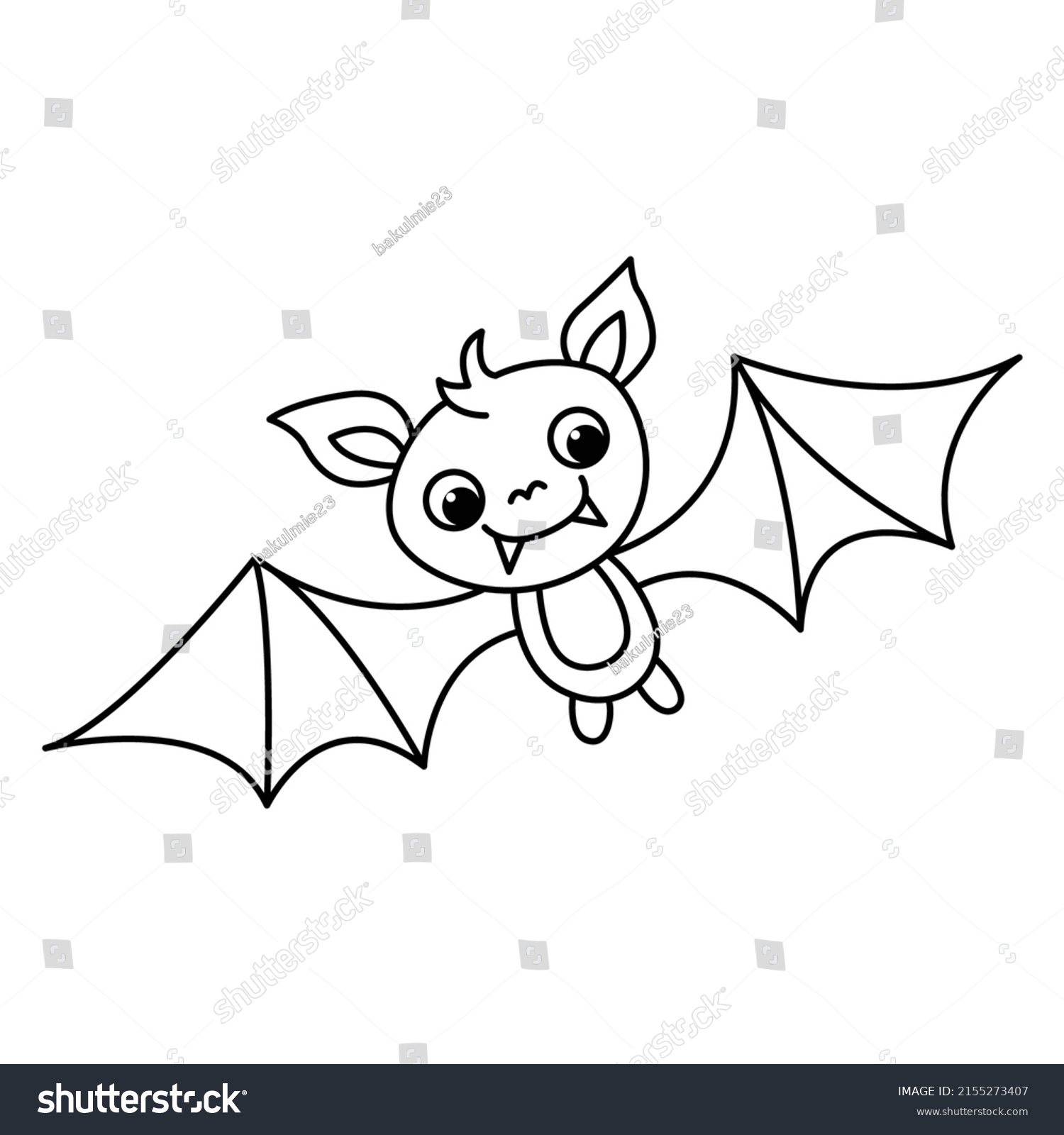 Cute Bat Cartoon Coloring Page Illustration Stock Vector (Royalty Free ...
