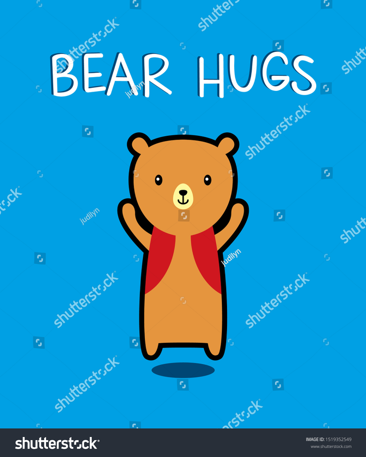 Cute Bear Hugs Card Vector Stock Vector (Royalty Free) 1519352549