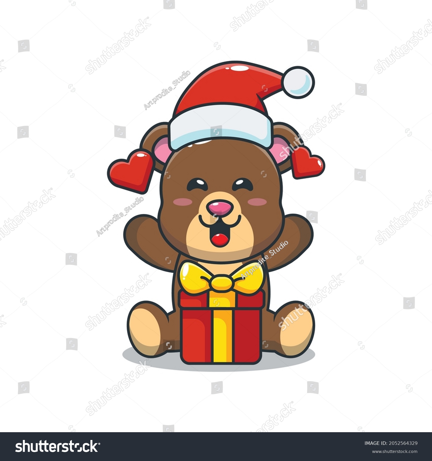 Cute Bear Christmast Day Cartoon Vector Stock Vector (Royalty Free ...