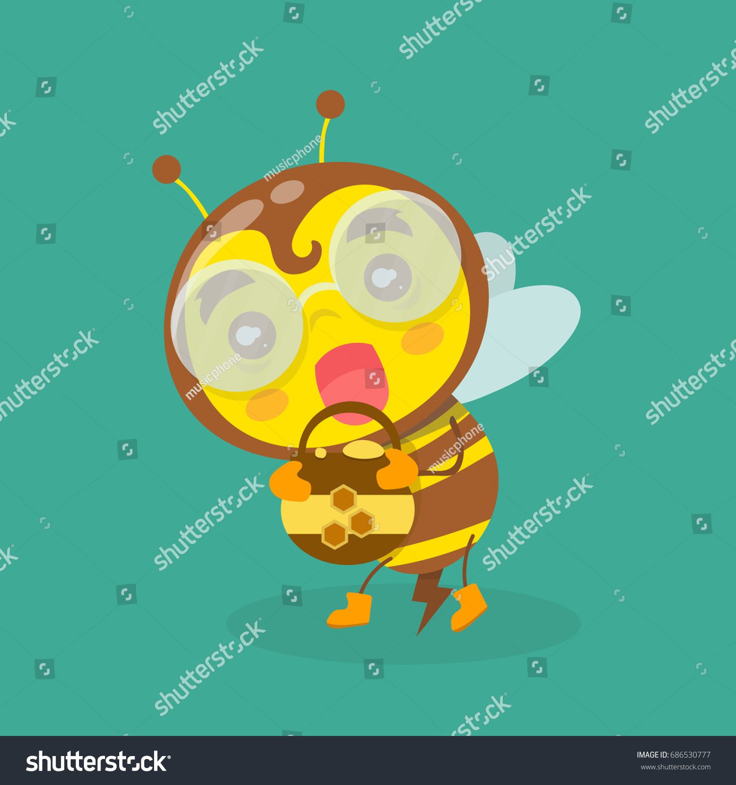 Cute Bee Cartoon Vector Isolated Stock Vector Royalty Free 686530777