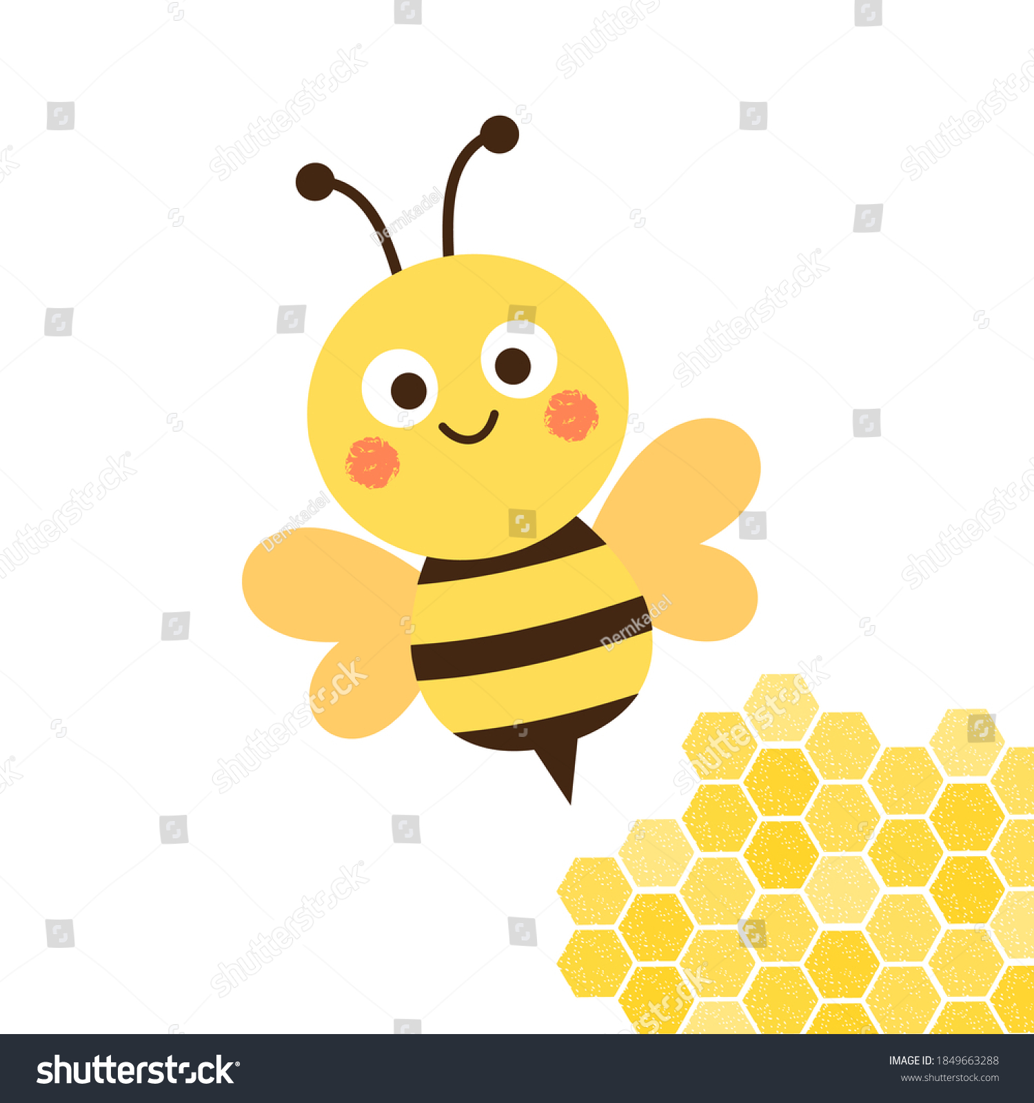 Cute Bee Cartoon Beehive Sign Logo Stock Vector (Royalty Free) 1849663288