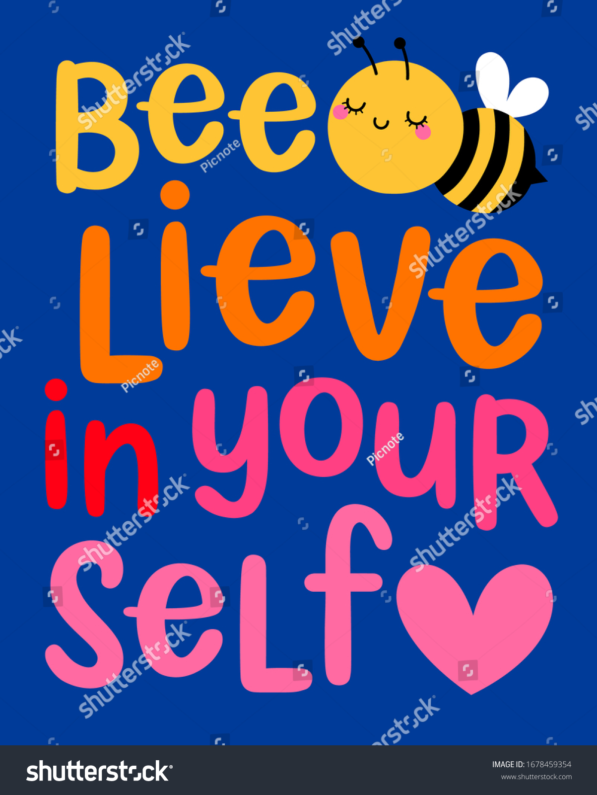 Cute Bee Cartoon Pun Quotes Beelieve Stock Vector Royalty Free 1678459354