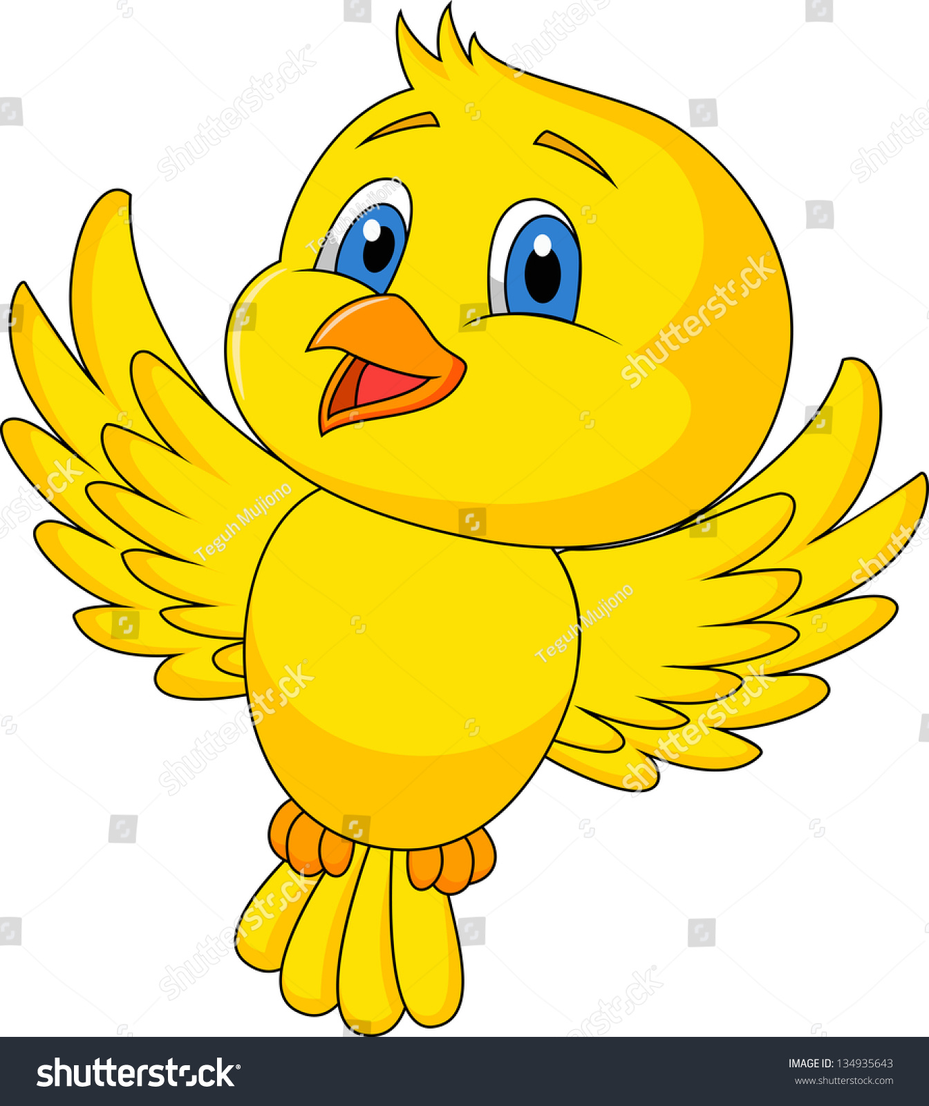 Cute Bird Cartoon Flying Stock Vector 134935643 : Shutterstock