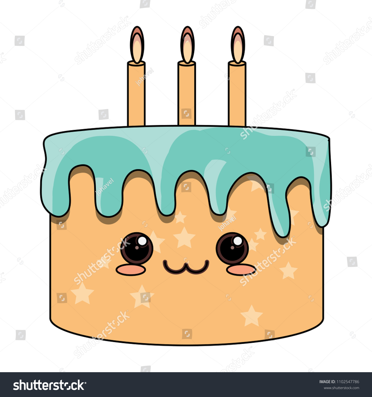 Cute Birthday Cake Icon Stock Vector (Royalty Free) 1102547786 ...