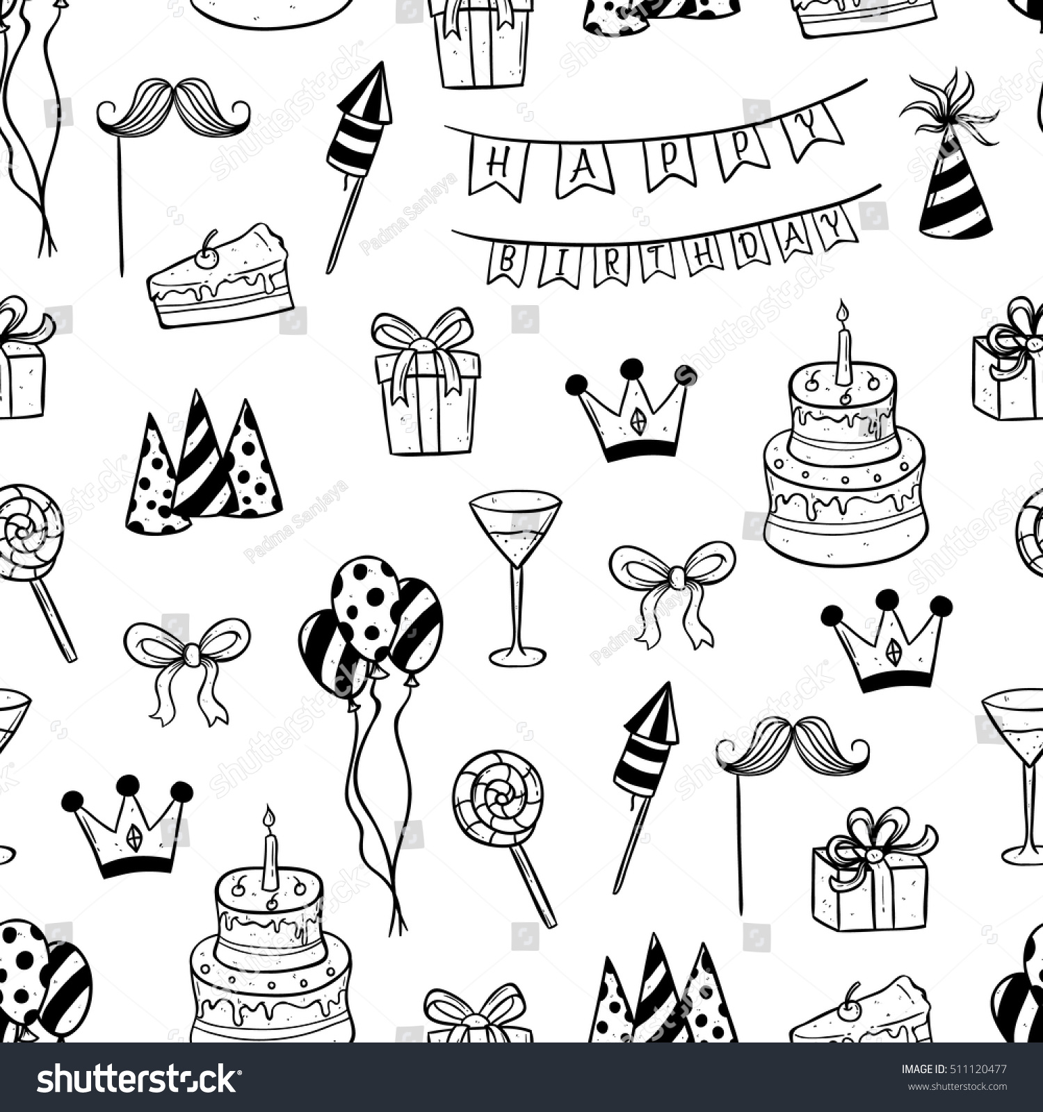 Cute Birthday Elements Seamless Pattern Using Stock Vector Royalty