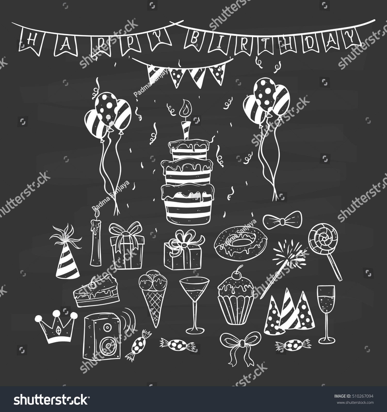 Cute Birthday Party Elements Using Hand Stock Vector Royalty Free