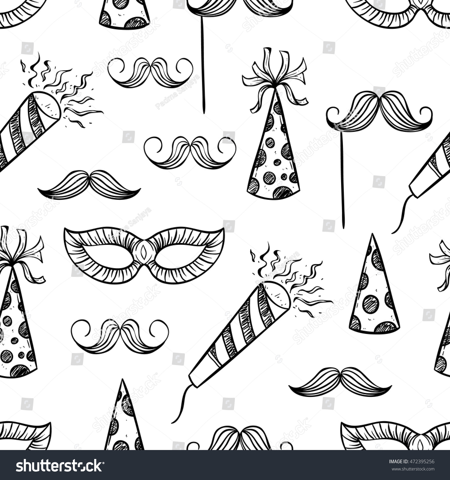 Cute Birthday Seamless Pattern Using Doodle Stock Vector Royalty