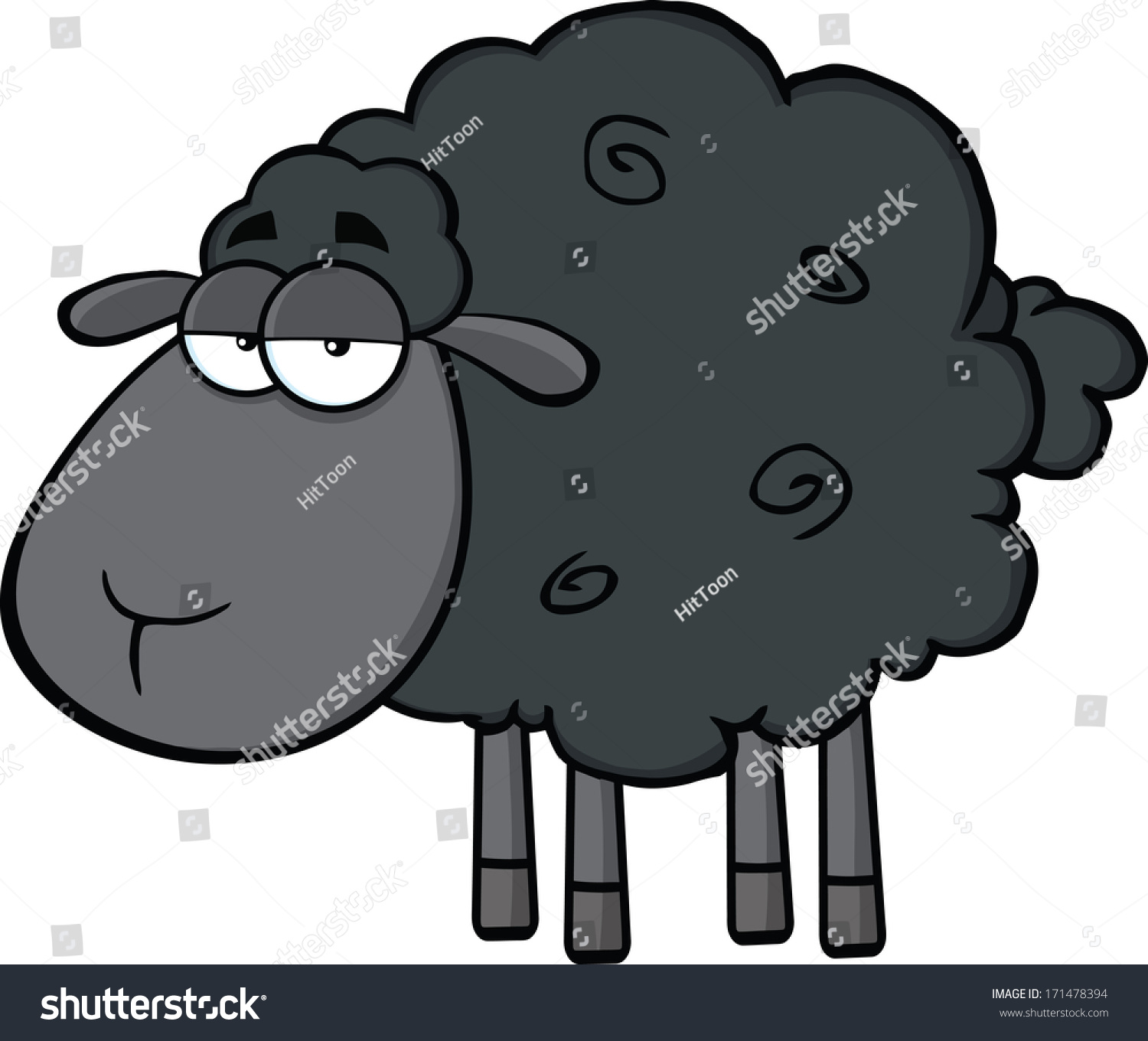 Cute Black Sheep Cartoon Mascot Character Stock Vector (Royalty Free