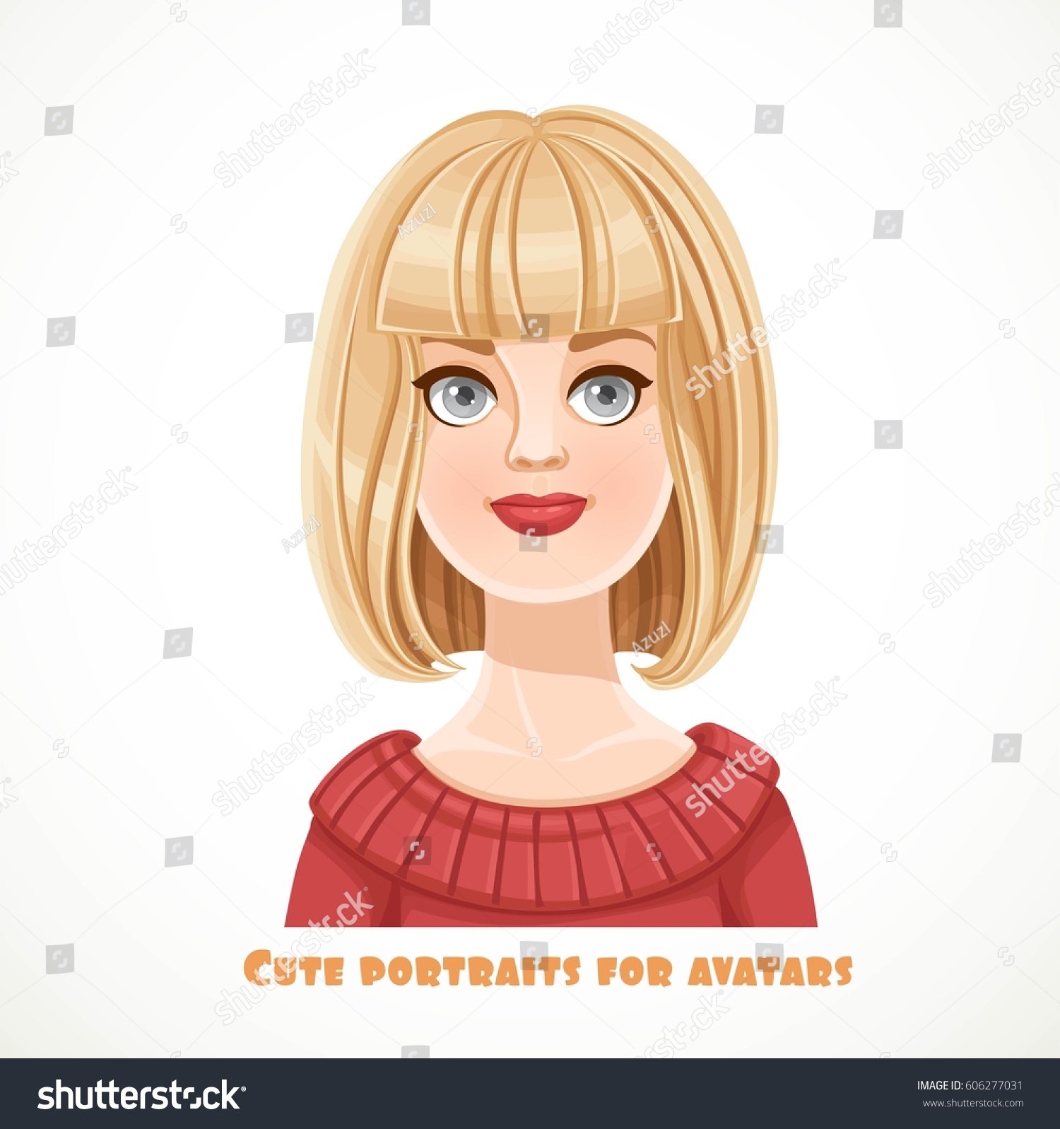 Cute Blond Young Woman Short Hair Stock Vektorgrafik