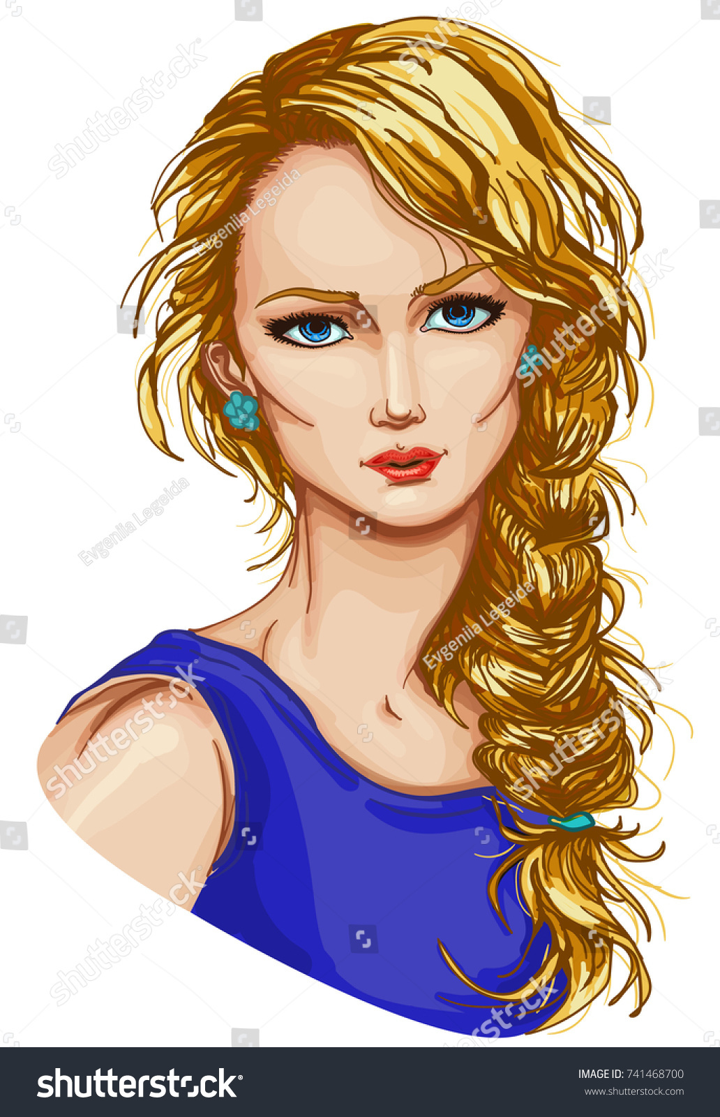Cute Blue Eyed Blonde Cartoon Girl Stock Vector Royalty Free