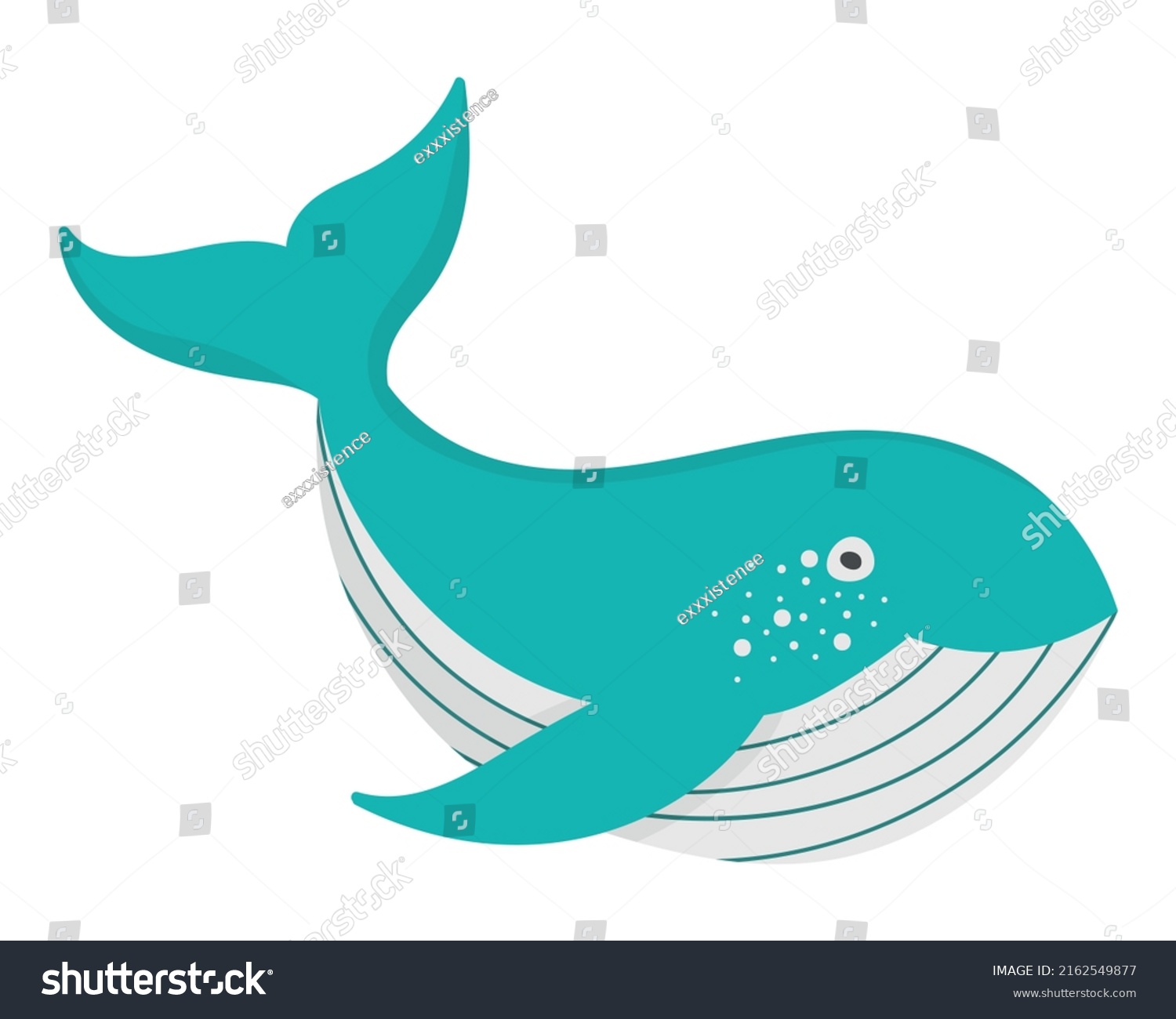 Cute Blue Whale Doodle Flat Clipart Stock Vector (Royalty Free ...