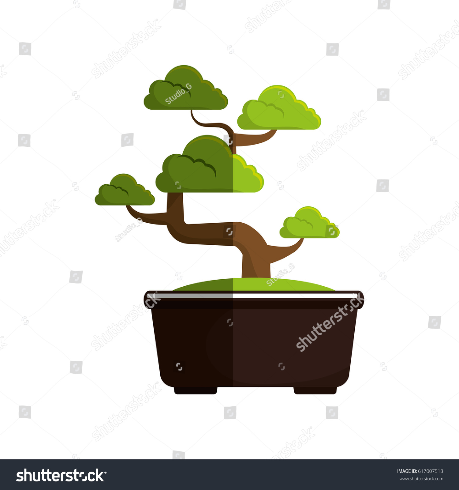 Cute Bonsai Tree Icon Stock Vector Royalty Free 617007518