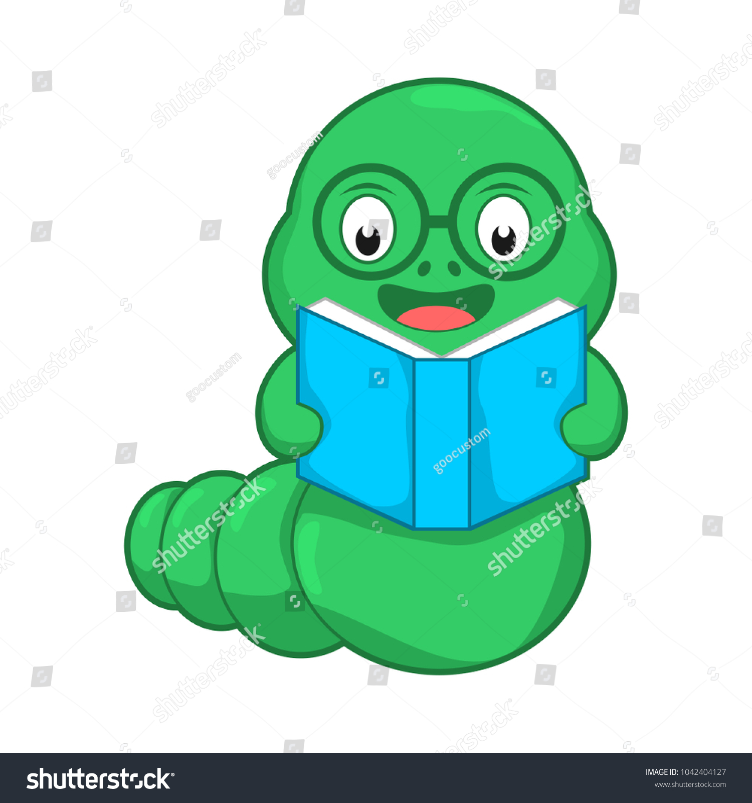 Cute Bookworm Cartoon Vector Stock Vector (Royalty Free) 1042404127