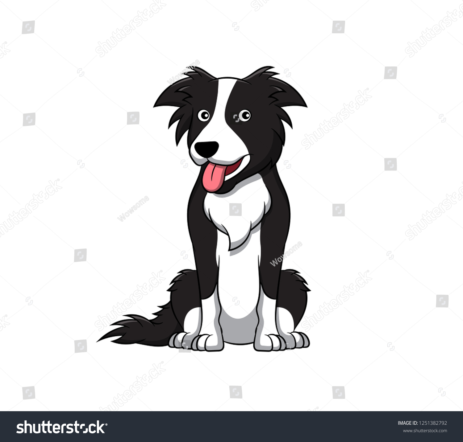 Cute Border Collie Cartoon Dog Vector Stock Vector Royalty Free