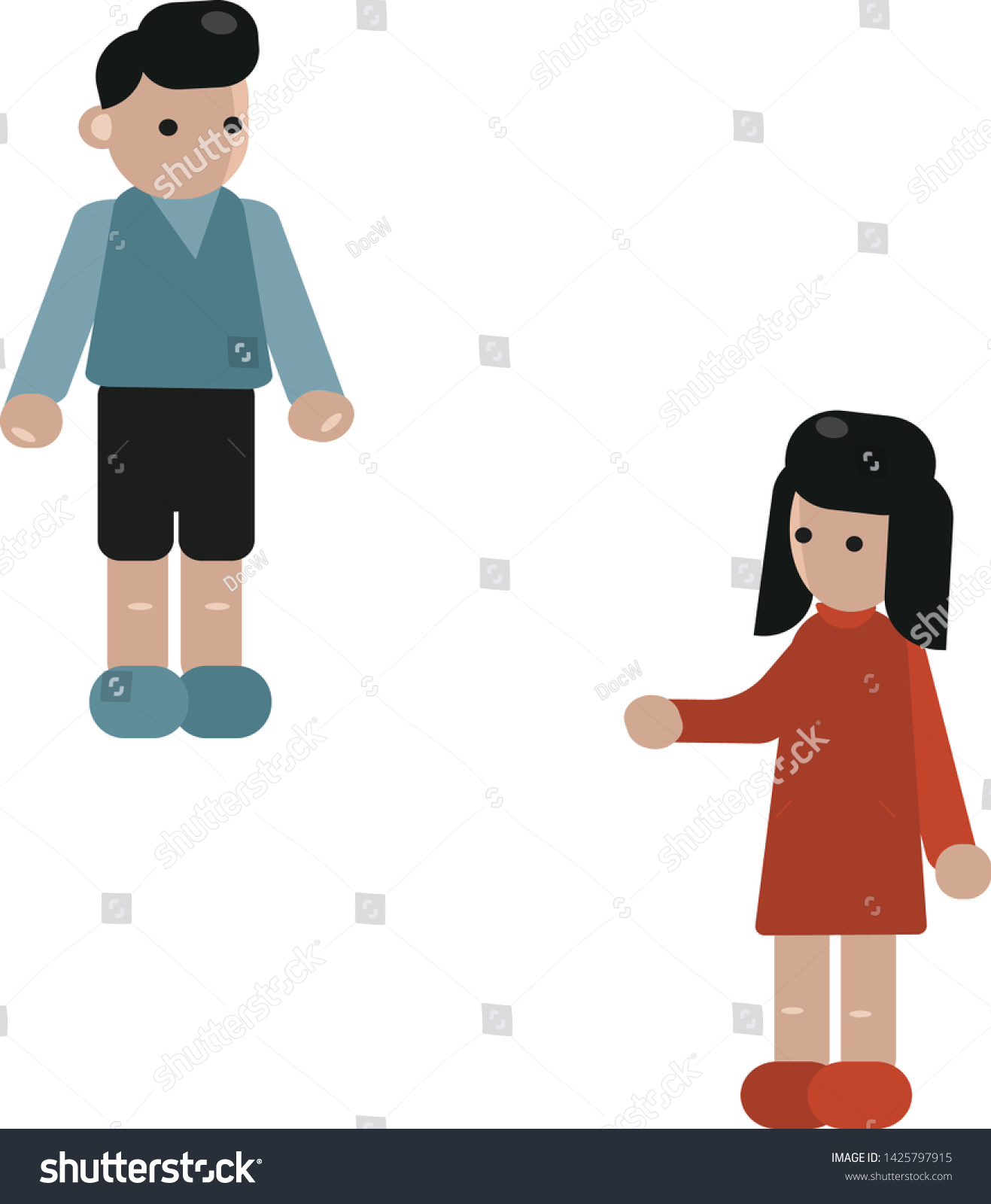 Cute Boy Girl Holding Hands Hand Stock Vector Royalty Free