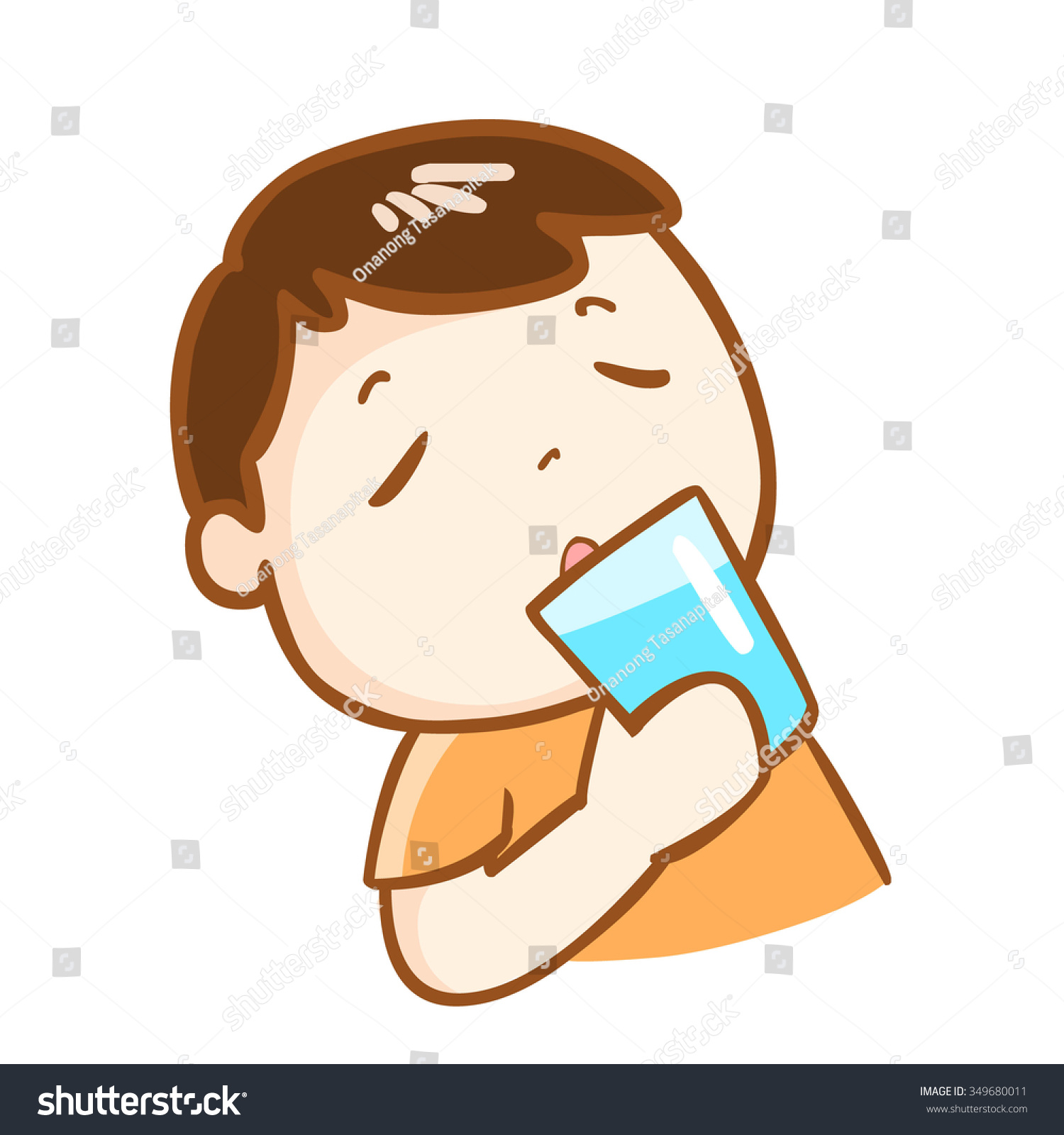 Cute Boy Drinking Fresh Water Cartoon Stock Vector (Royalty Free) 349680011