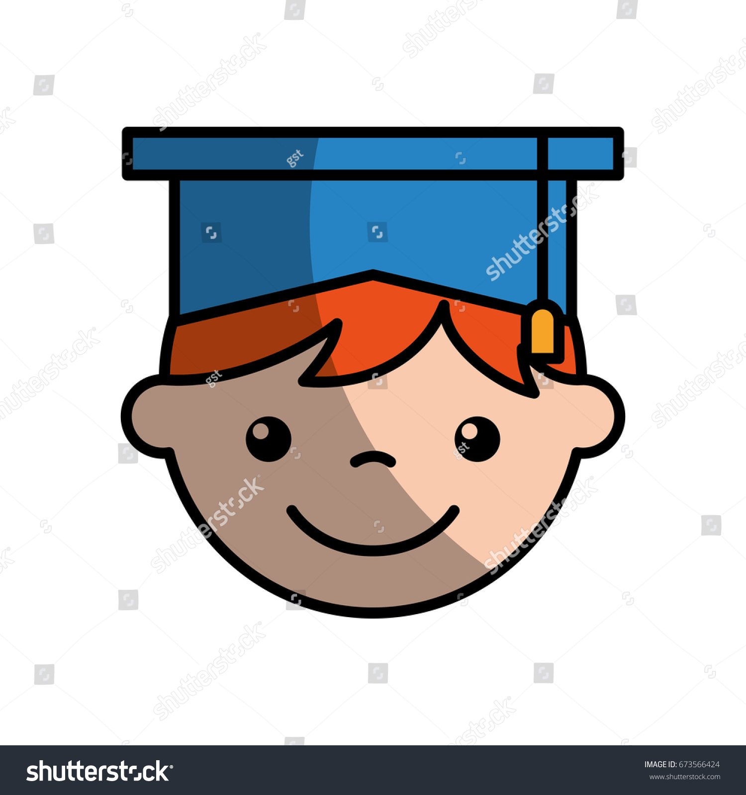 Cute Boy Graduated Icon Stock Vector (Royalty Free) 673566424