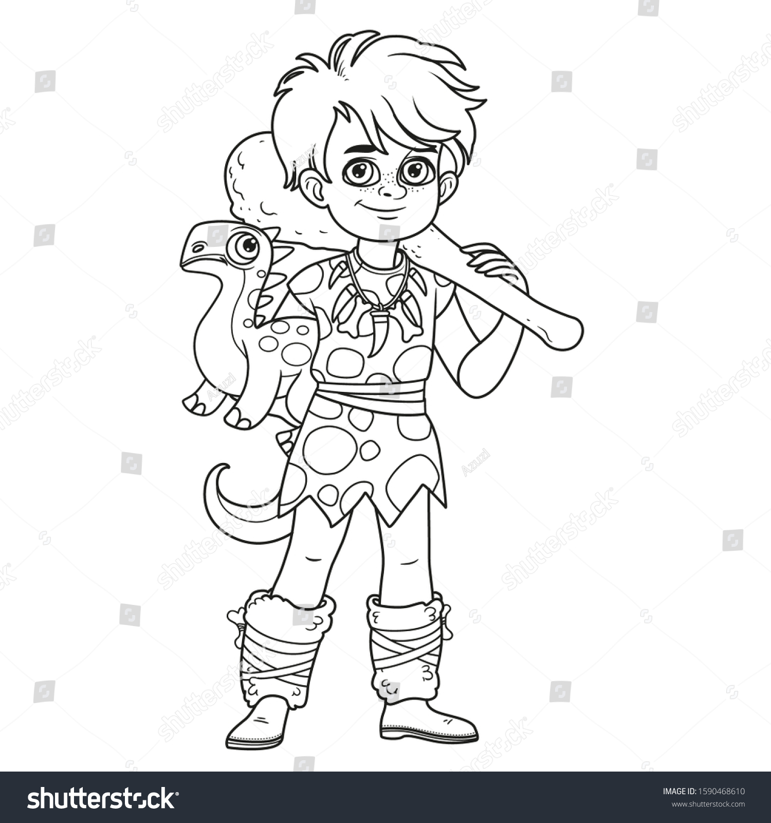 Cute Boy Suit Prehistoric Man Dinosaur Stock Vector Royalty Free