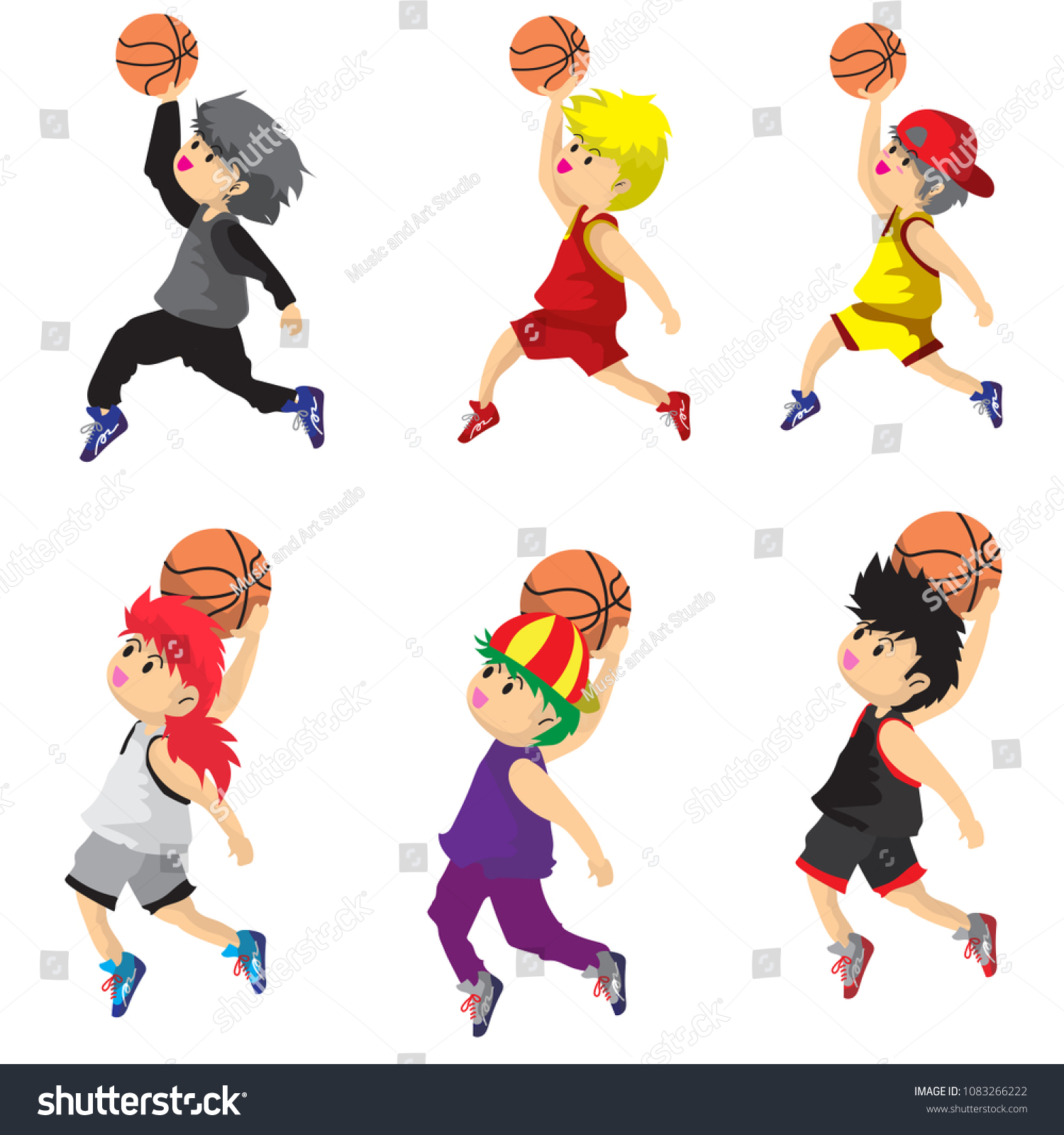 Cute Boy Play Basketball Clipart Character Stock Vector Royalty Free