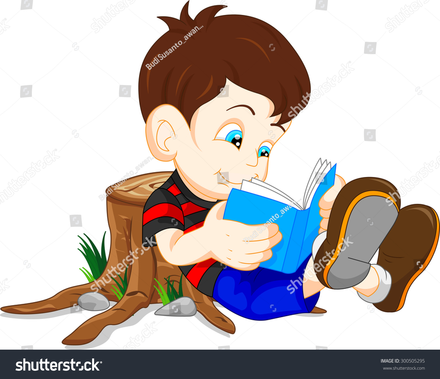 Cute Boy Reading Books Stock Vector (royalty Free) 300505295 - Shutterstock