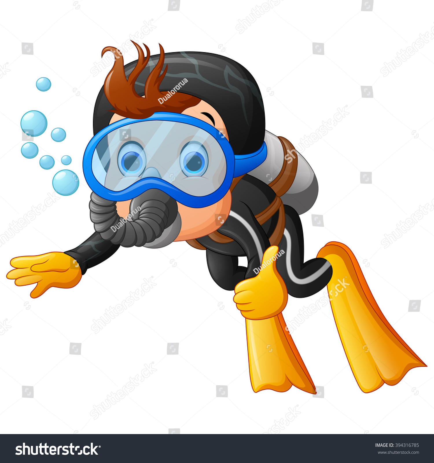 Cute Boy Snorkeling Stock Vector 394316785 : Shutterstock