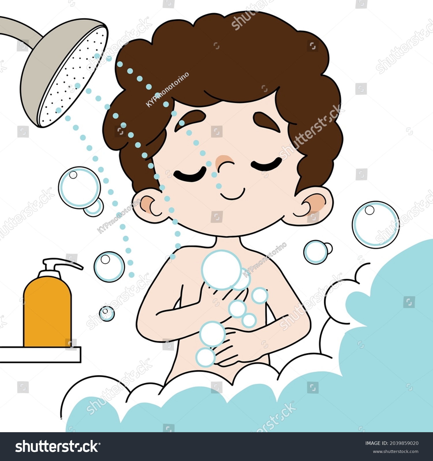 Cute Boy Taking Bathcartoonvector Illustration Isolated Stock Vector ...