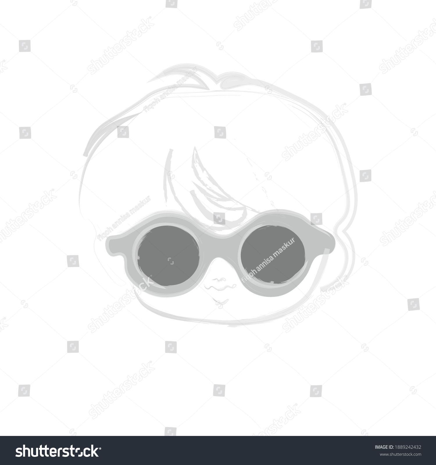 SVG of cute boy uses black glasses svg
