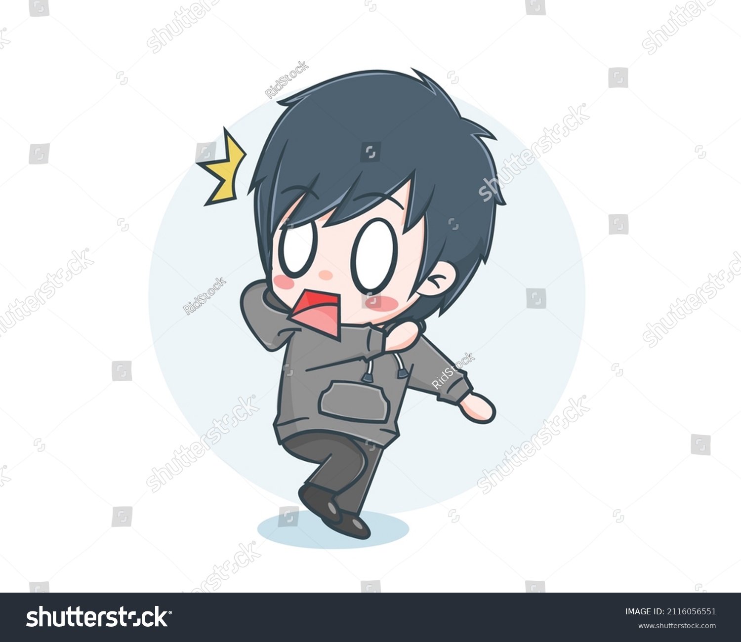 Cute Boy Wearing Hoodie Surprised Expression Stock Vector (Royalty Free ...