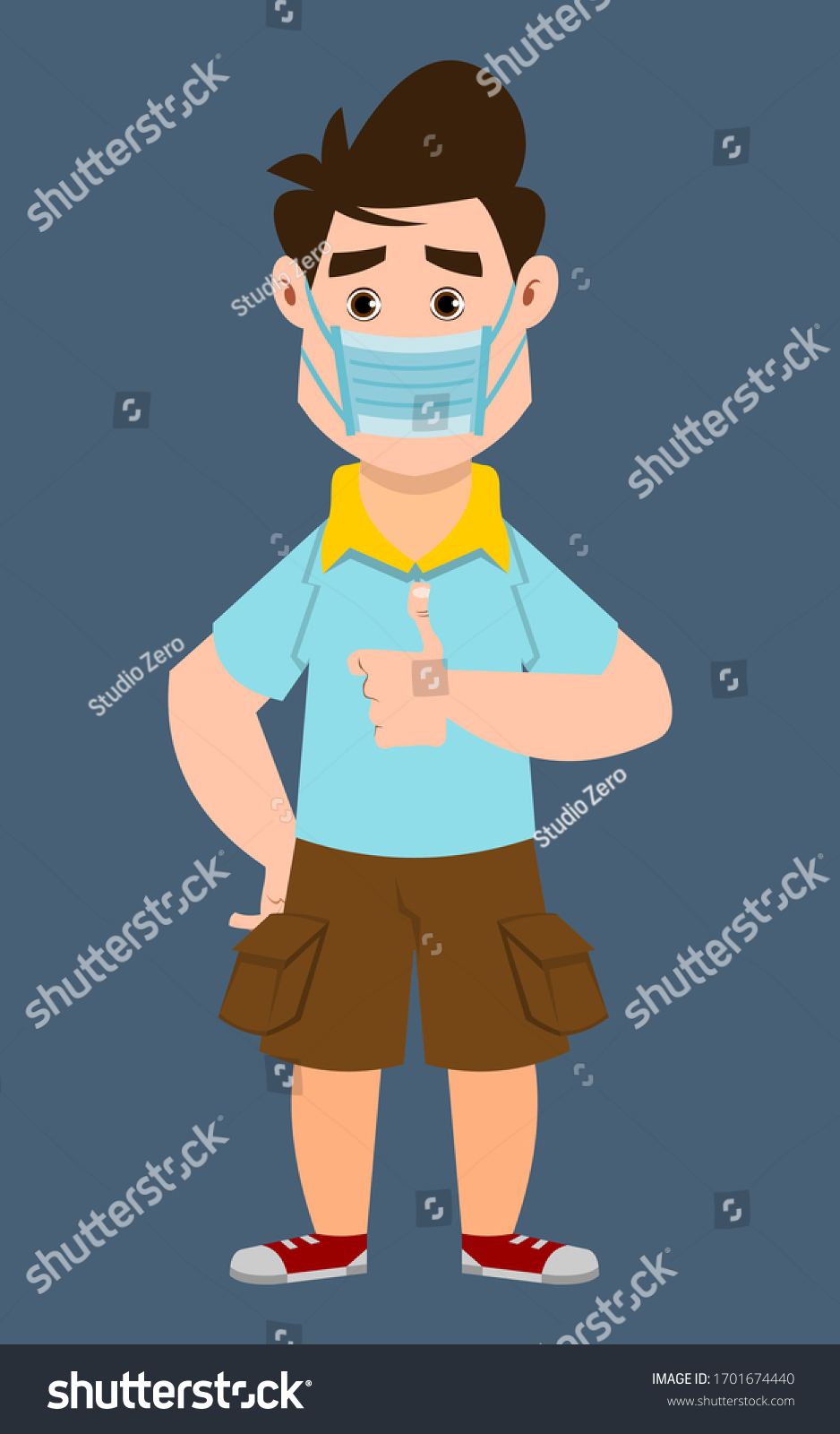 Cute Boy Wearing Mask Protect Pollution Stock Vector (Royalty Free ...