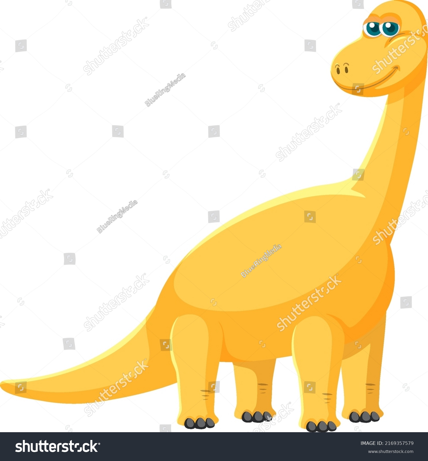 Cute Brachiosaurus Dinosaur Cartoon Illustration Stock Vector Royalty Free 2169357579 1454