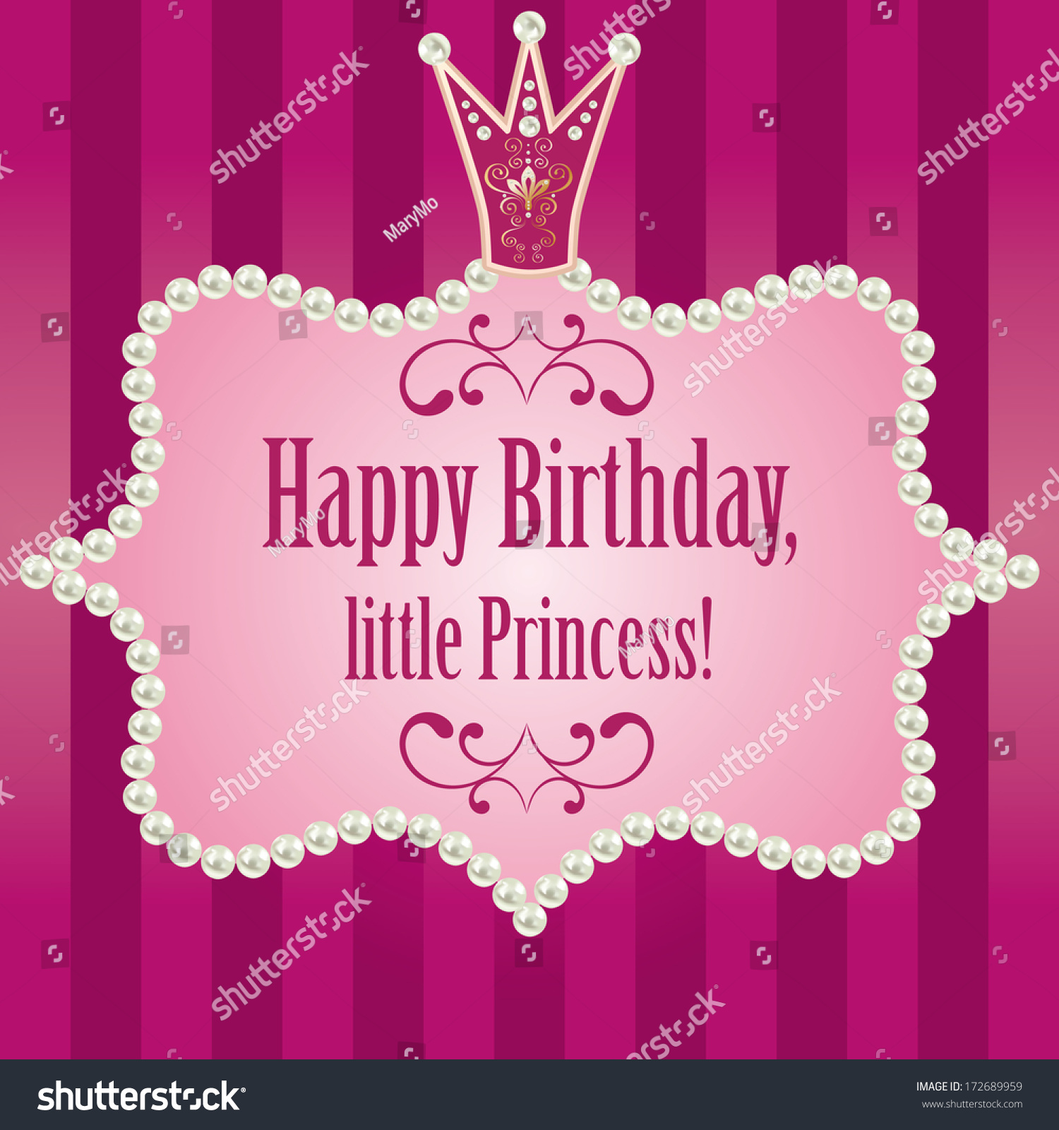 Cute Bright Pink Purple Striped Background. Birthday Card For Little ...