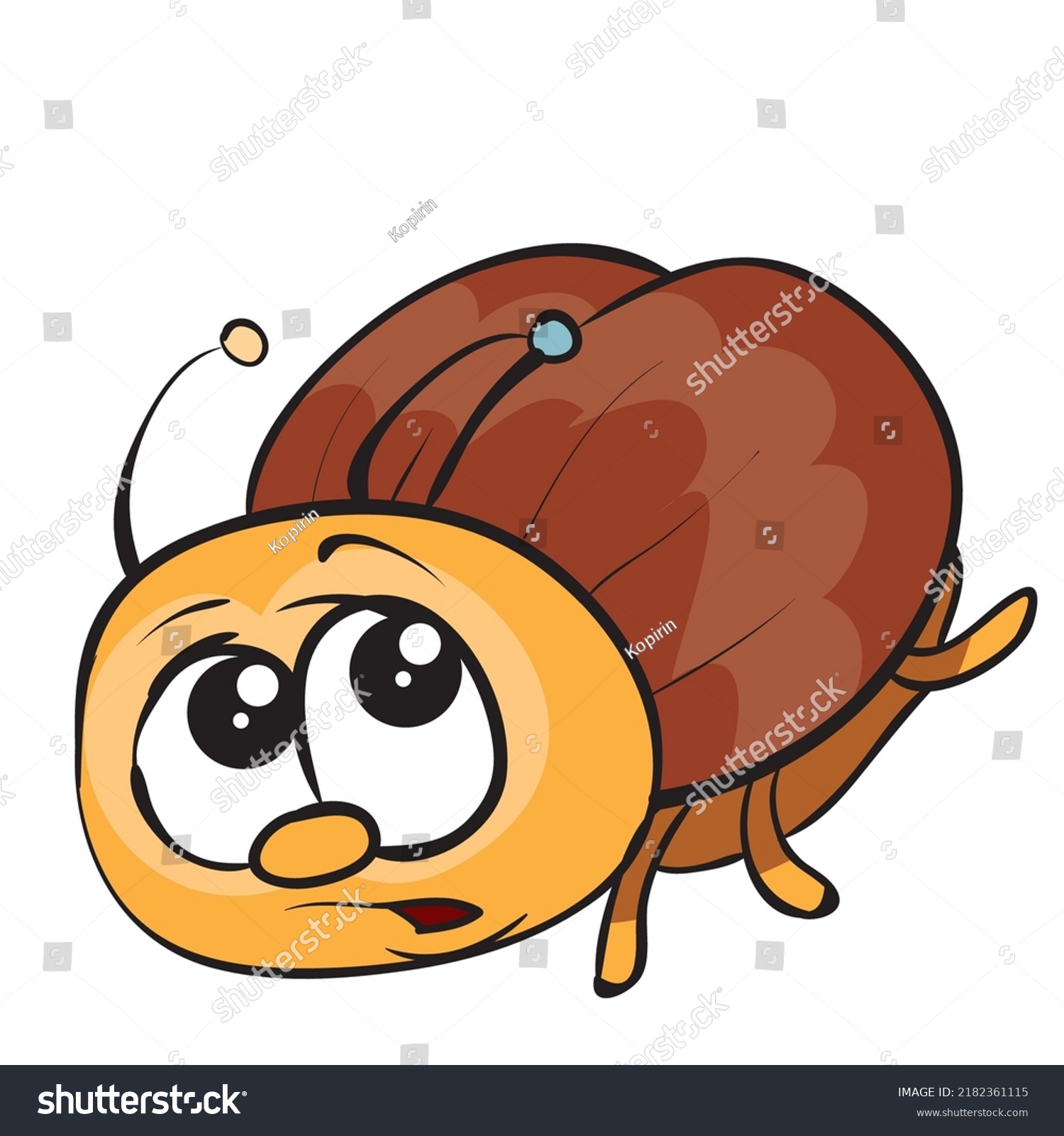 Cute Brown Beetle Character Big Eyes Stock Vector (Royalty Free ...