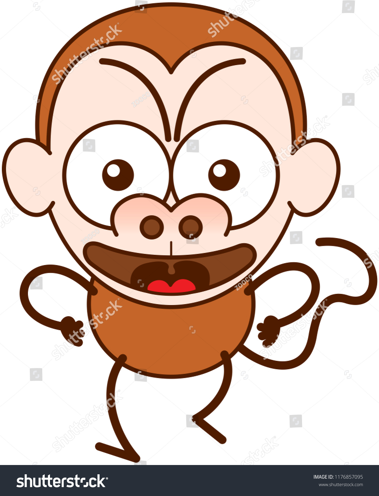 Cute Brown Monkey Minimalist Style Big Stock Vector (Royalty Free ...