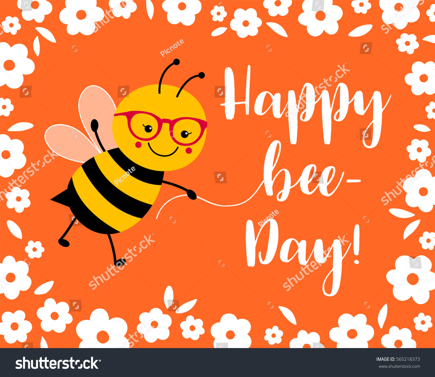 Cute Bumblebee Text Happy Beeday Birthday Stock Vector 565218373 ...