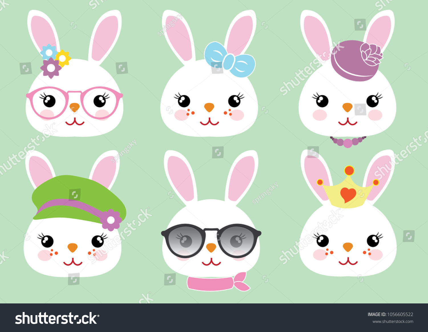 Cute Bunnies Vector Design Stock Vector (Royalty Free) 1056605522 ...