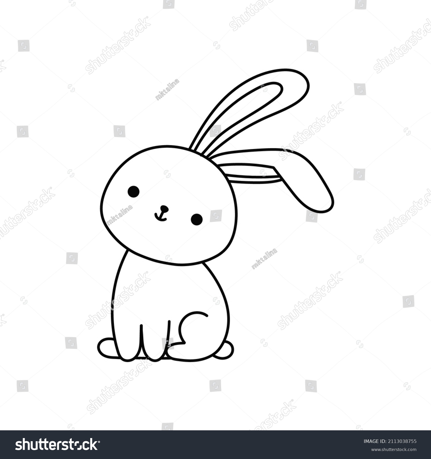 Cute Bunny Black White Doodle Rabbit Stock Vector (Royalty Free ...