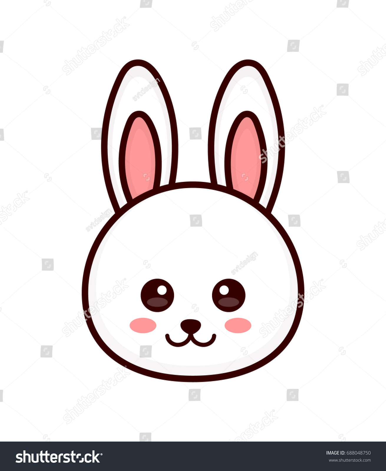 Cute Bunny Rabbit Face Vector Modern: เวกเตอร์สต็อก (ปลอดค่าลิขสิทธิ์