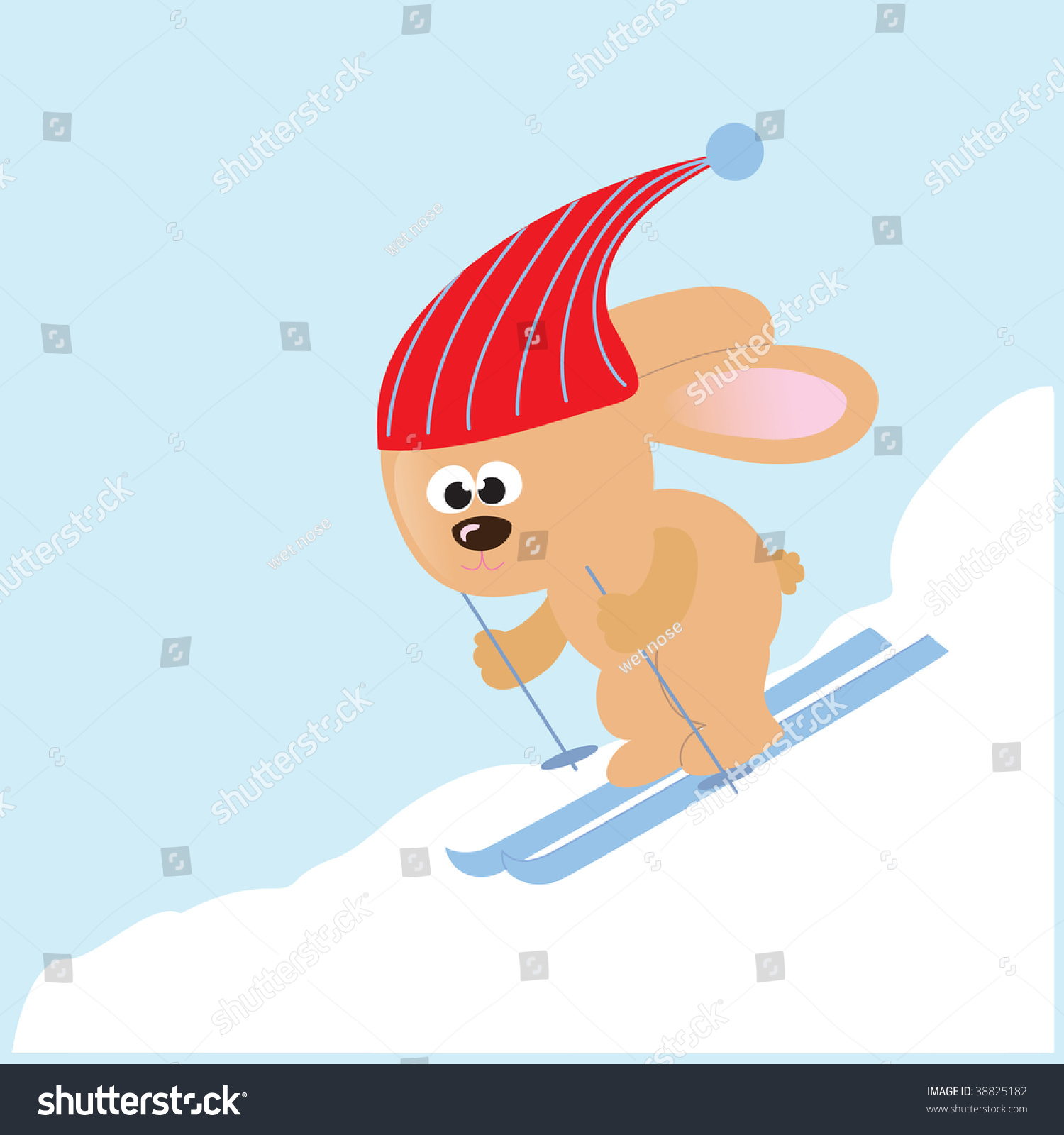 Cute Bunny Skiing On Bunny Hill Stock Vector Illustration 38825182 ...