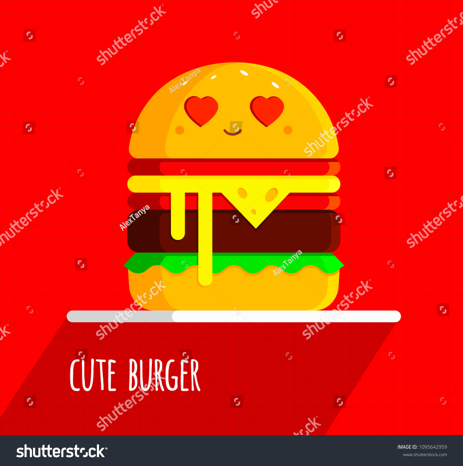 Cute Burger Feeling Love Emoticon Hamburger เวกเตอร์สต็อก ปลอดค่า