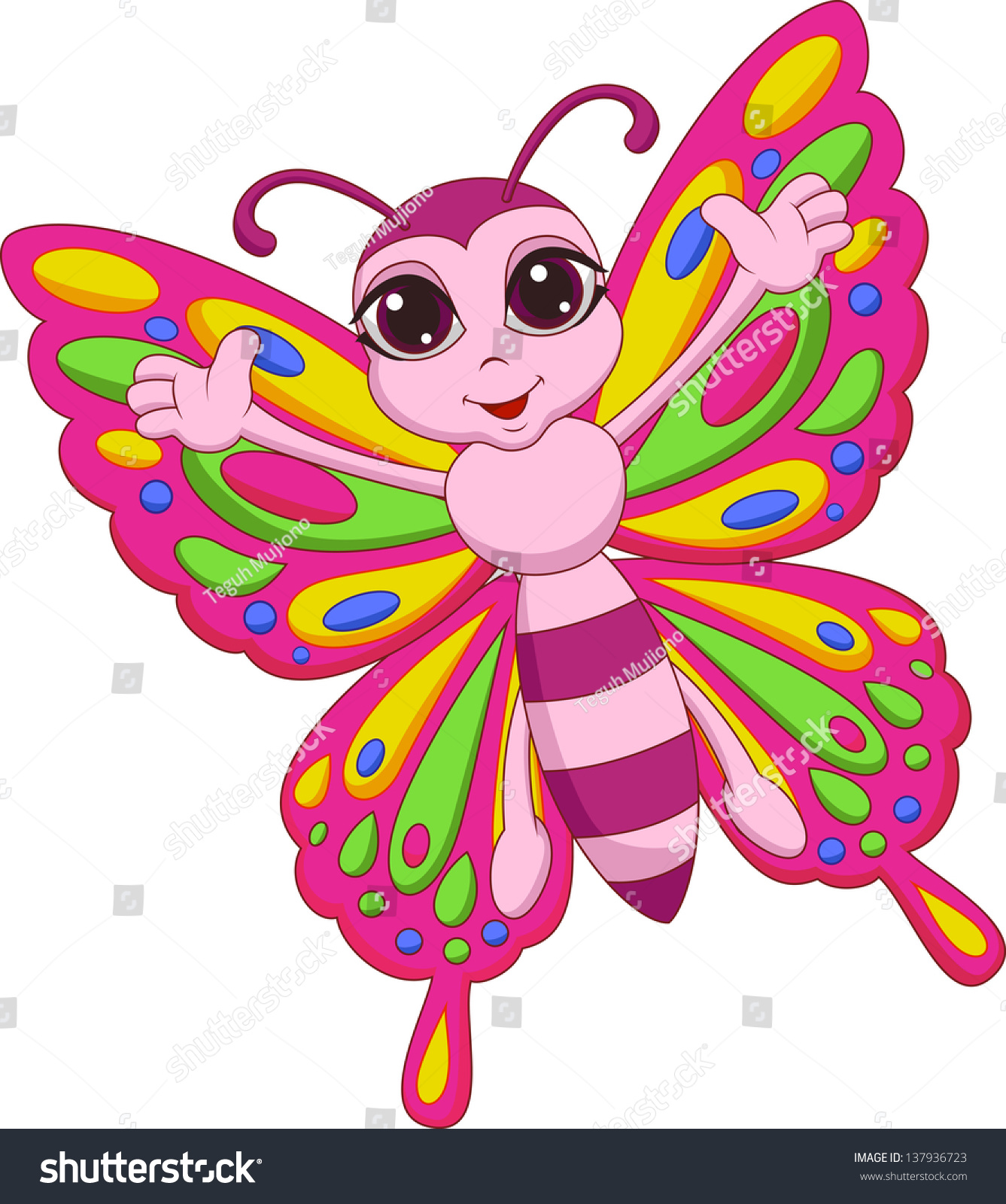 Cute Butterfly Cartoon Stock Vector Illustration 137936723 : Shutterstock
