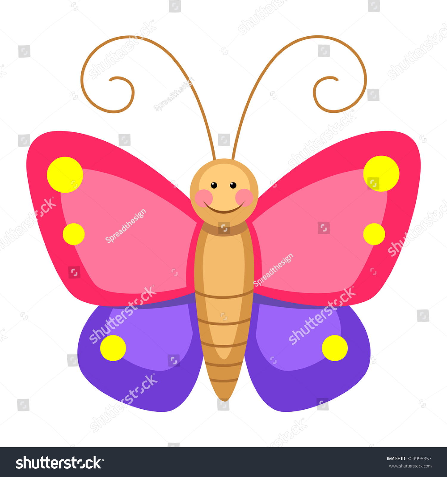 Cute Butterfly Cartoon Stock Vector 309995357 : Shutterstock