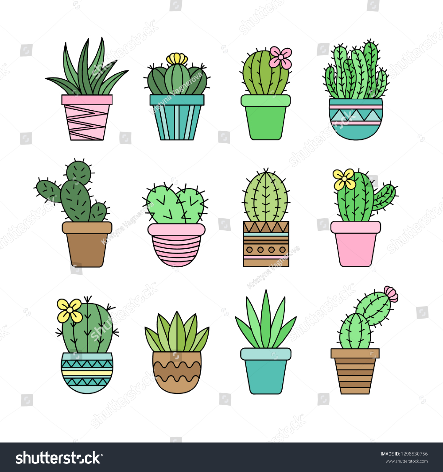 Cute Cactus Set Different Types Cacti Stock Vector Royalty Free 1298530756,Personal Space Bubble