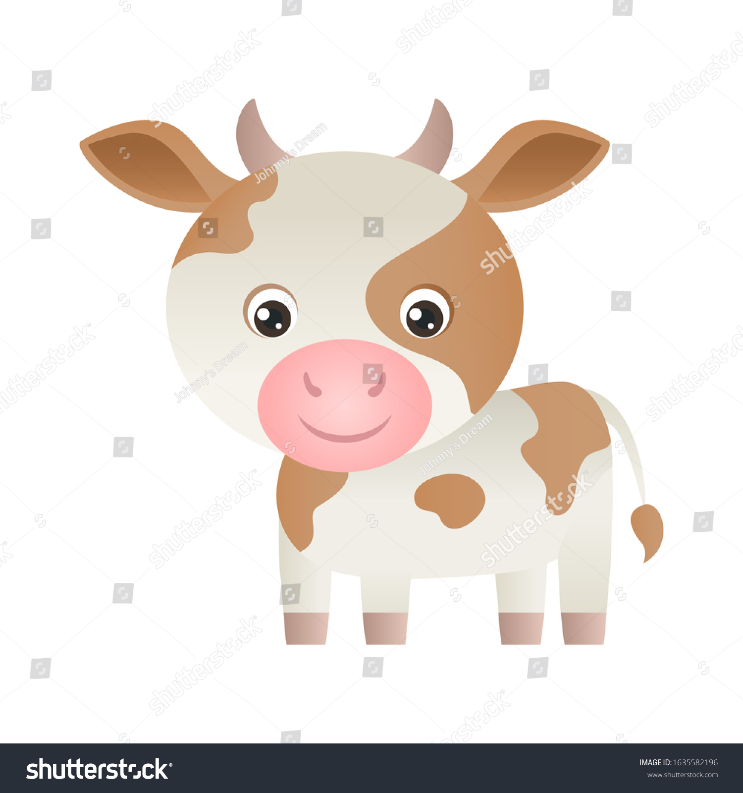 Cute Calf Isolated On White Background Stock Vector (Royalty Free ...