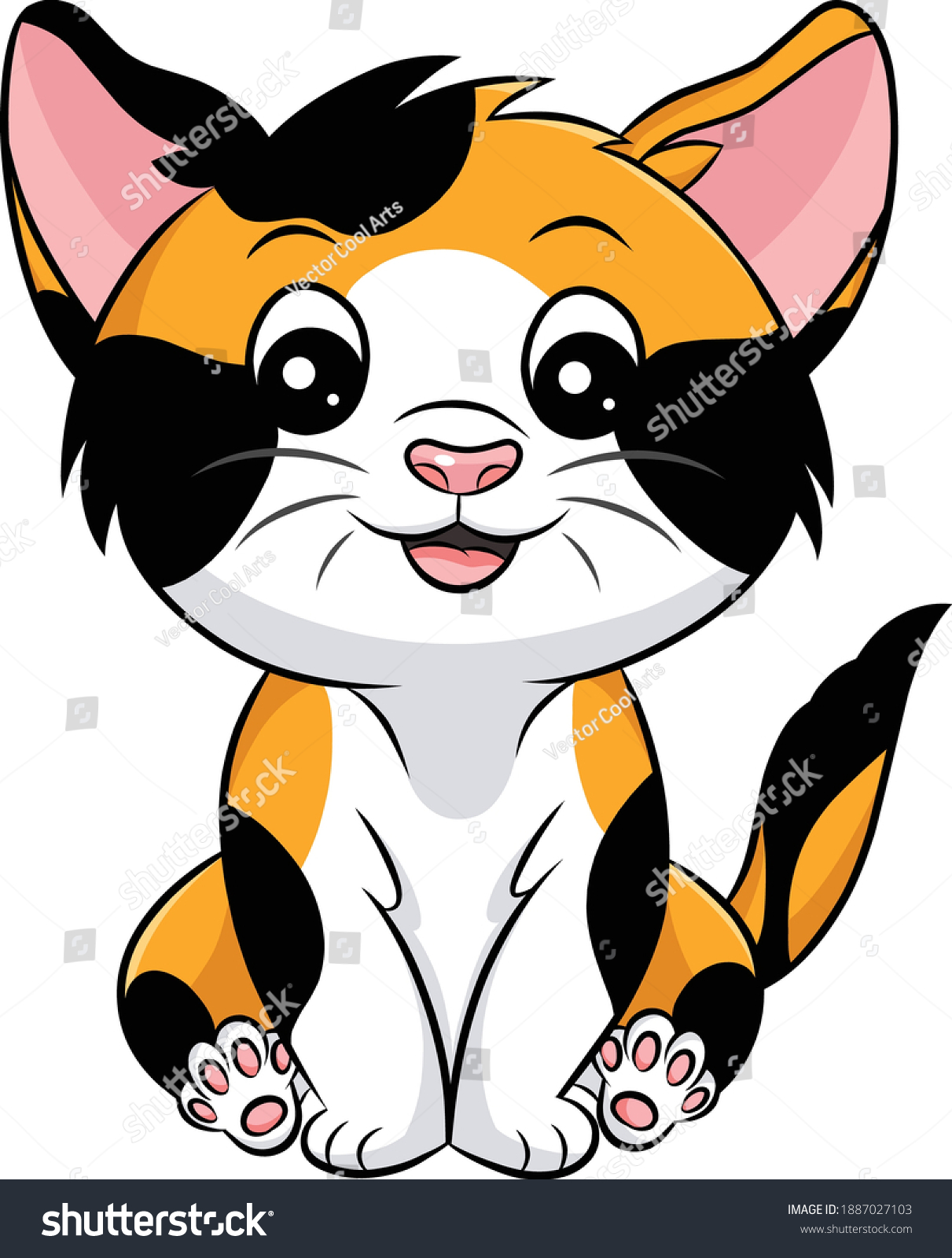 Cute Calico Cat Cartoon Vector Illustration Stock Vector (Royalty Free ...