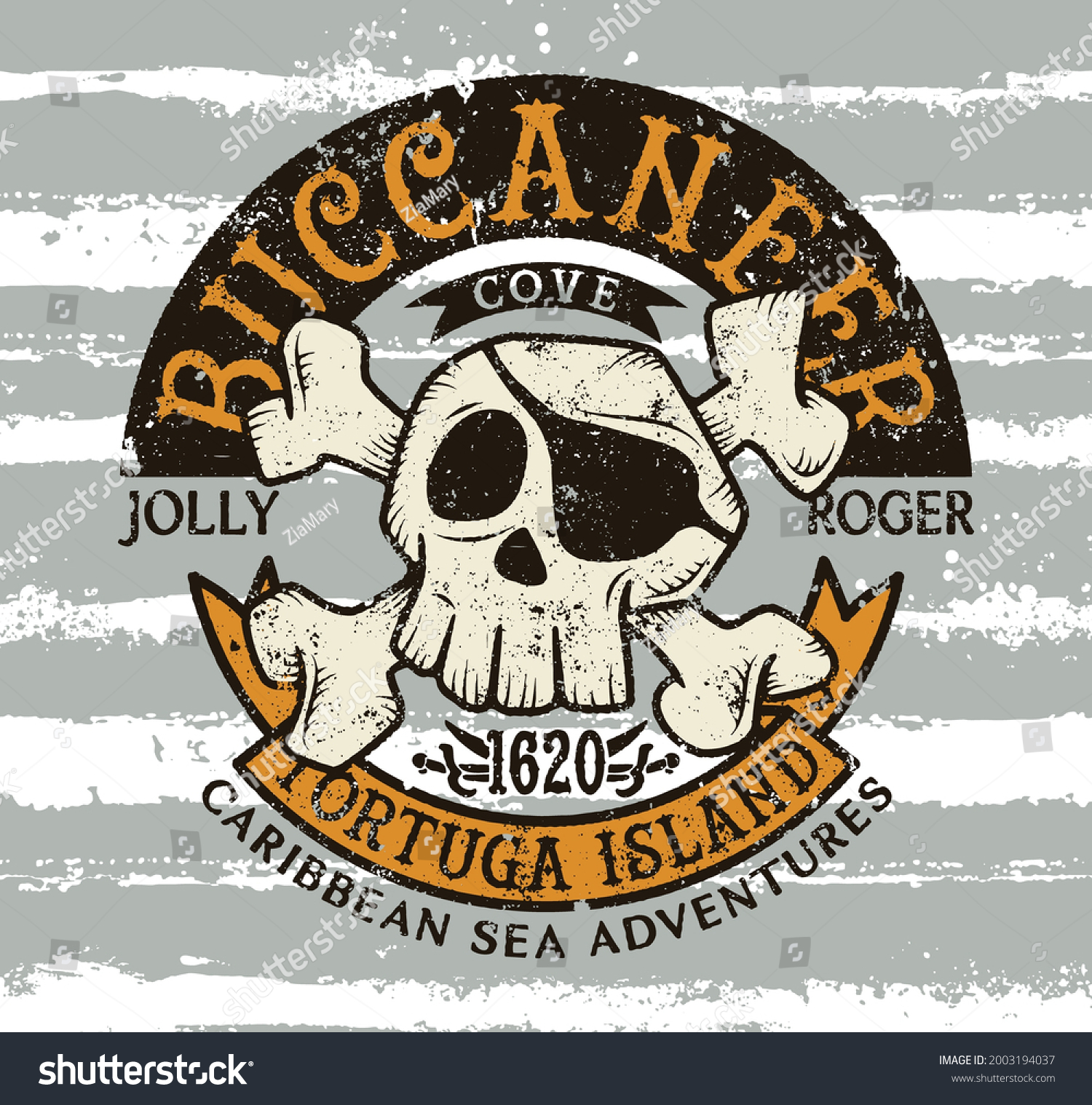SVG of Cute Caribbean sea buccaneer skull and bones grunge vector print for children wear  svg