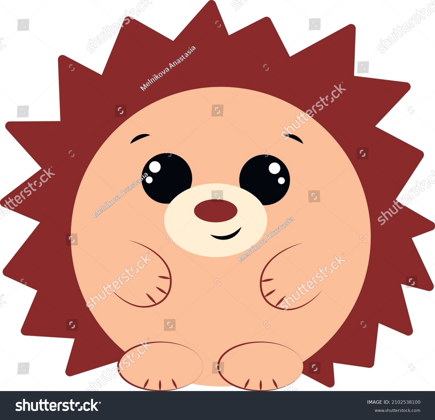 Cute Cartoon Adorable Hedgehog Draw Illustration Stock Vector (Royalty