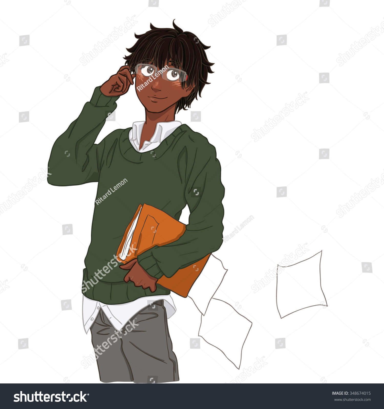 Free Printable Anime Boy With Glasses Sketch