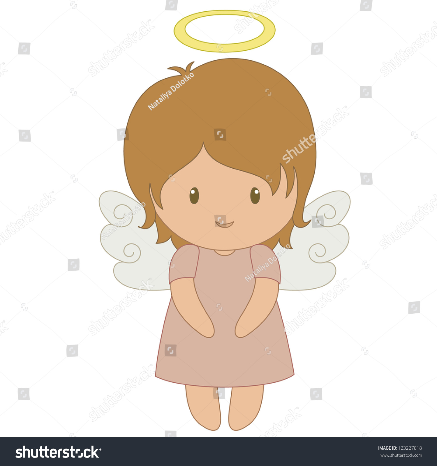 Cute Cartoon Angel Isolated On White Stock Vector 123227818 - Shutterstock