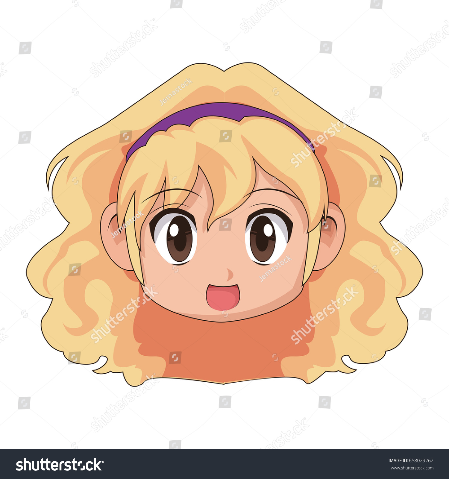 Cute Cartoon Anime Little Girl Chibi Stock Vector Royalty Free