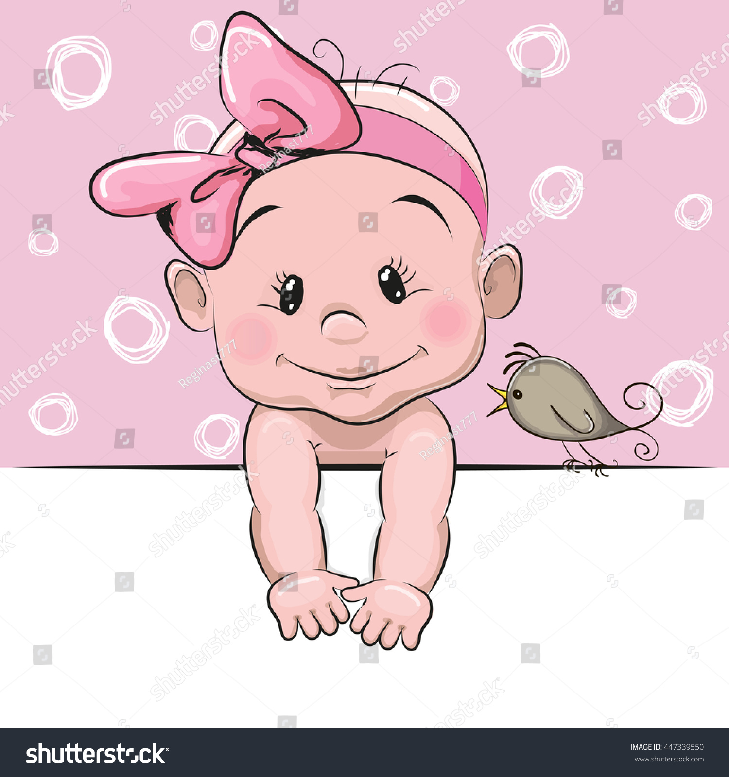 Cute Cartoon Baby Girl Bird On Stock Vector Royalty Free 447339550